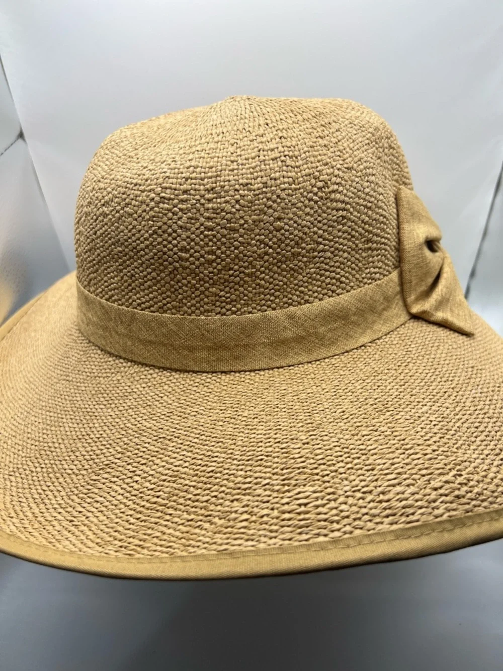 283. Women’s Adjustable Wide-Brim Sun Hat with Bow - Tan
